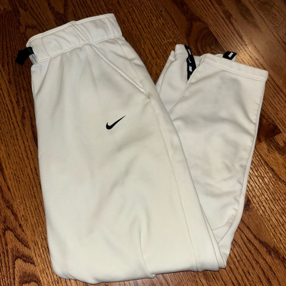 White Nike Sweatpants with zippers